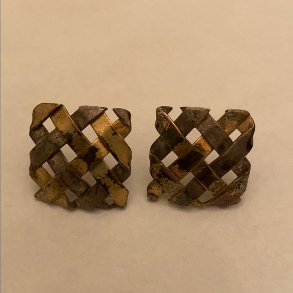 Sterling Square Weave Earring - image 1